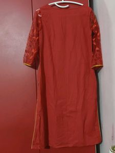 Elegant Red Embroidered Kurta