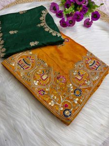 Vichitra Silk Saree With Embroidery