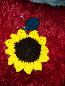 Crochet Sunflower Keychain