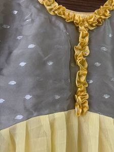 Cream Colour Satin Yoke With Georgette Anarkali