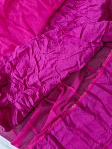 Pink Anarkali Dress with Gold Trim