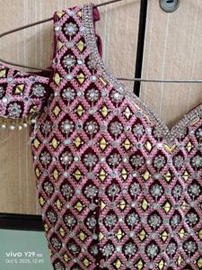 Embroidered Velvet Blouse