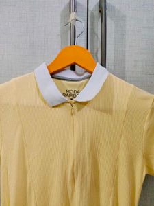 A Line Butter Yellow Dress With Collar