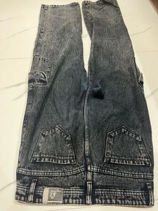 Vintage Acid Wash Cargo Jeans