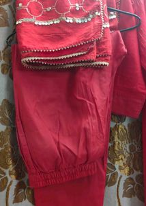 Red Embellished Kurti