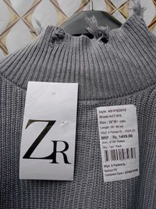 🔴New Zara Cut Crop Grey Sweater