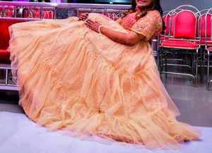 Designer Lahenga Choli With Peach Dupatta