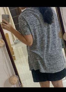 Grey And Black Knitted Overshrug