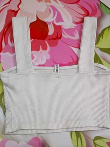 (407)White Ribbed Tank Top