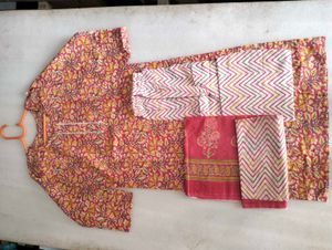 New Pure Cotton 3 piece Sets Kurtis with pants dup