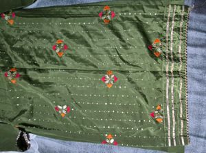 Green Straight Kurti With Dupatta