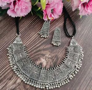 Women&#39;s Oxidised Black Polish Jewellery Set...