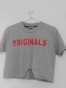 Grey Ribbed Crop Top