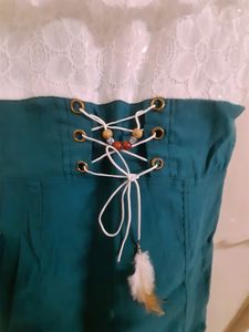 M Size. White Net And Sea Green Top.