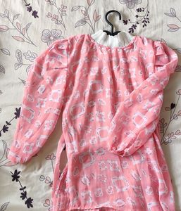 Pink Pleated Top