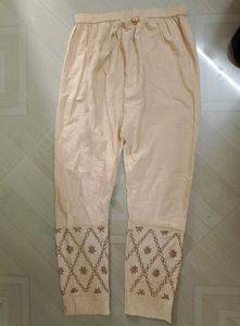 Embroidered Beige women pant