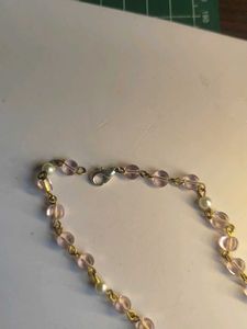 Pink Beaded Heart Pendant Necklace Adjustable