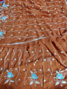 Beautiful Design Light Rust Color Saree