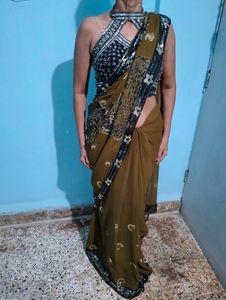 OFFER🥳Chiffon Designer Saree( No Blouse)🤎😍