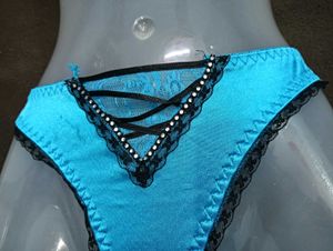 Teal Lace Trim Thong 26