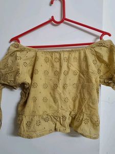 Lemon Yellow Embroidered Top
