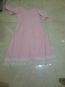 Pink white  Striped Aline kurta
