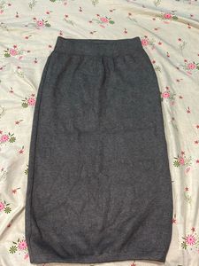 Gray Knit Midi Skirt