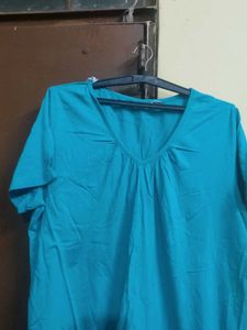 Teal V-Neck Top