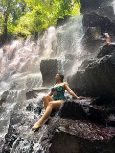 Green Floral Maxi swim monikini with skirt