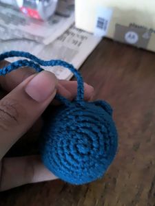 Crochet Cat Keychain (Green in colour not blue)