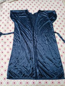 Navy Blue Satin Robe