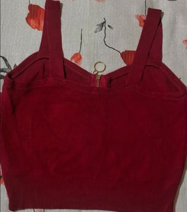 Red Zipper Crop Top