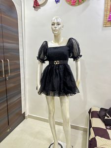 Black Puff Sleeve Mini Dress