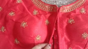 Hot Red Zari Embroidery Design Boluse