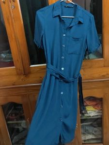 Cute Navy Blue Coloured Shirt Dress For Women