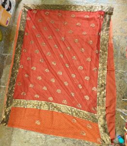 Orange Embellished Saree