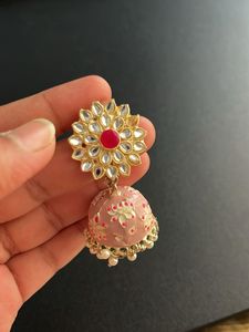 Cute Pink Jhumka Earrings