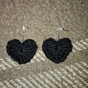 Crochet Heart Earrings- Set Of 2
