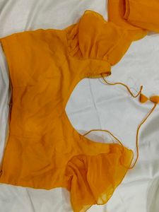 Haldi Colour Saree With Iconic Blouse