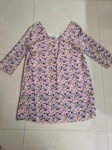 Pink Floral Knee Length Dress