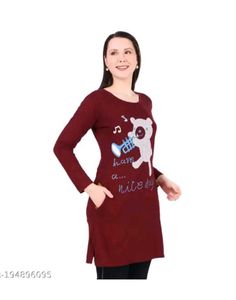 Maroon &#39;Have A Nice Day&#39; Tunic