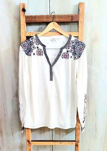 Offwhite Embroidery Work Cotton Top Size-42-XL