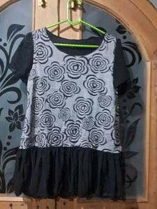 Floral Grey & Black Top