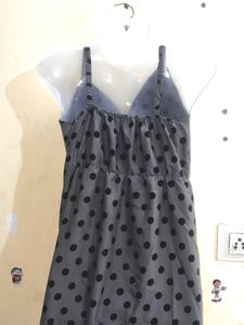 Grey Polka Dot Maxi Dress