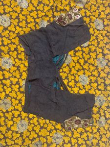 Beautiful Brown &amp; Mustard Saree with Embroidery