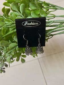 Oxidised Silver Jhumka Earrings