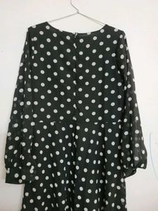 Black Midi Polka Dot Dress