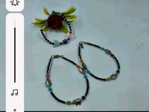 Elephant Charm Beaded Anklet Set