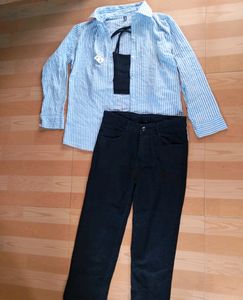 Trending Striped Shirt With Crop Top And Jeans
