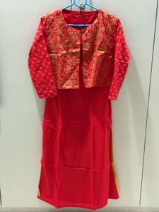Red &amp; Gold Vishudh Kurta With jacket
